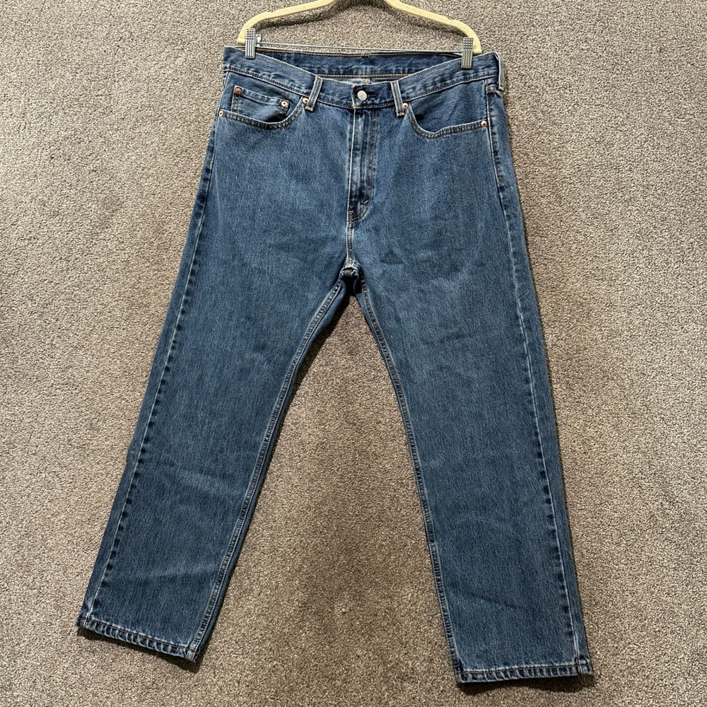 Levis 505 Regular Fit Straight Leg Mens Jeans 38x29 Medium Wash Blue Casual